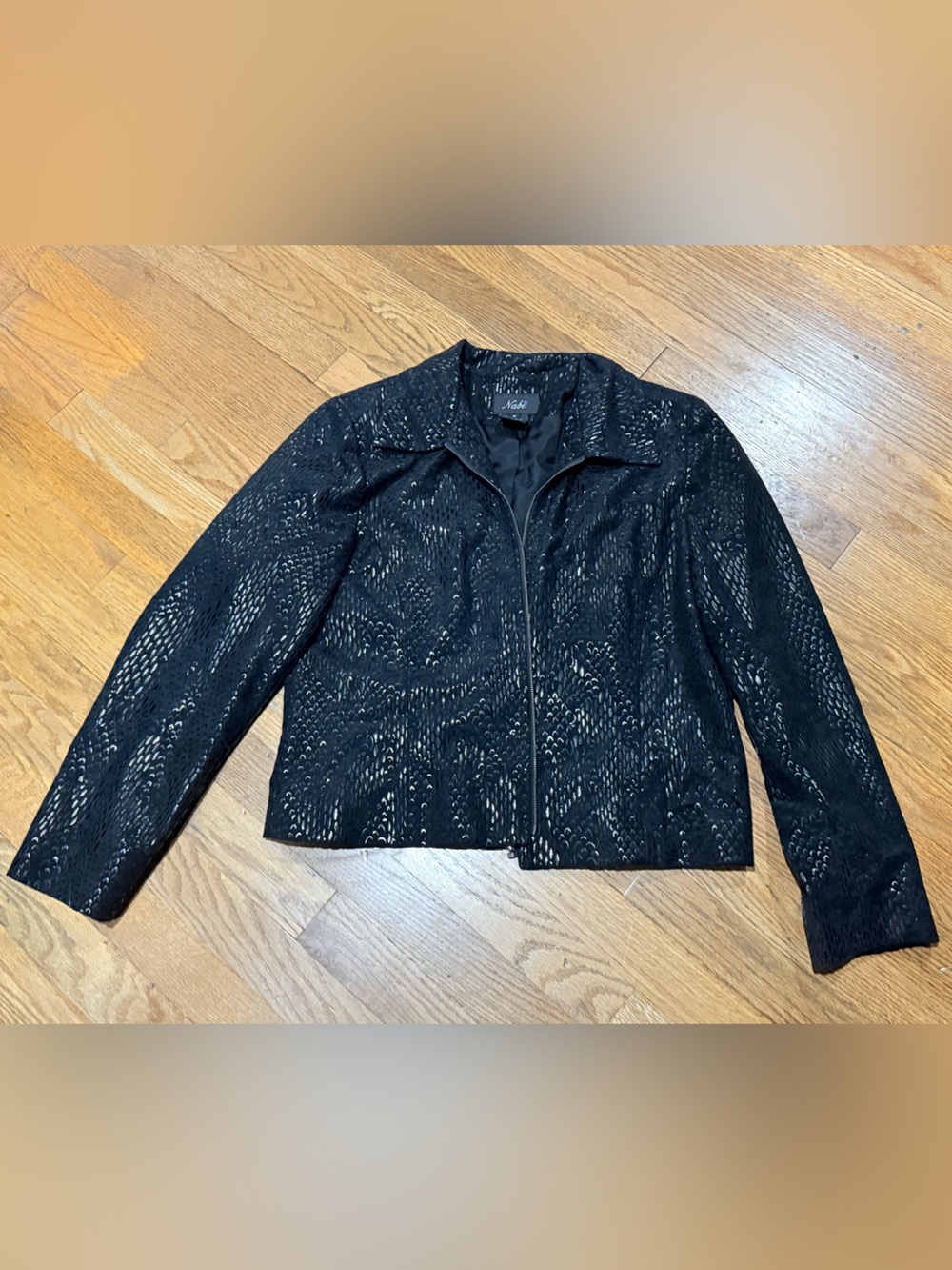 Nabi Black Textured Zip-Front Jacket Size M